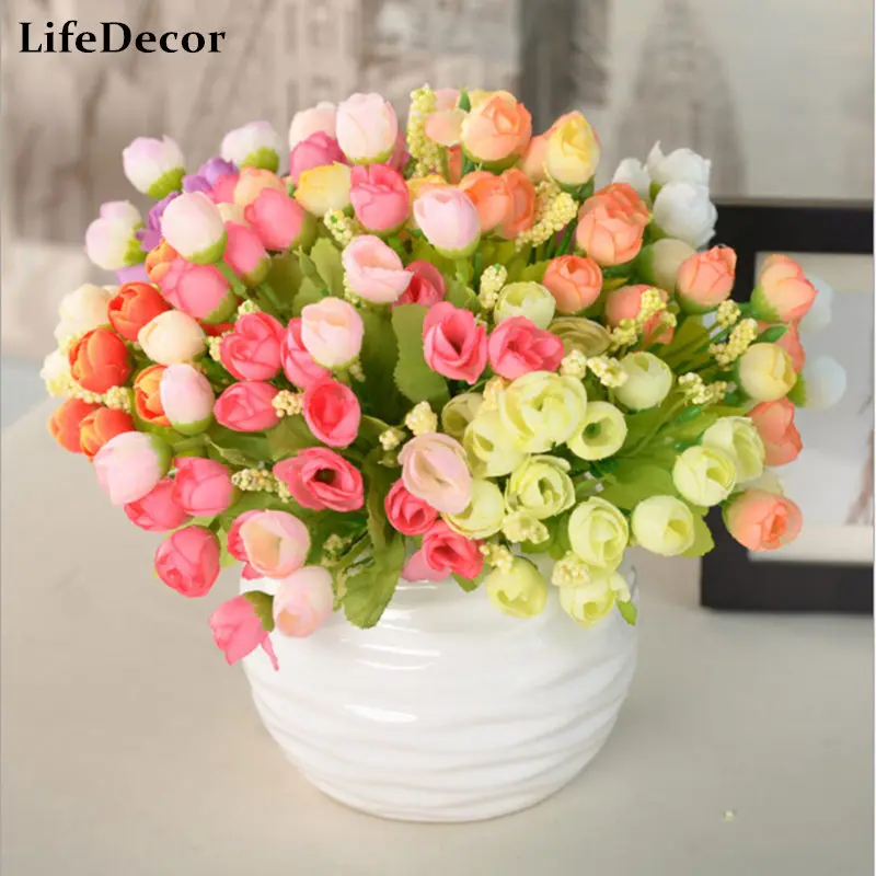 1Pcs Artificial Flowers For Wedding Decorations Fake Silk Rose Flower 