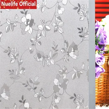 

45x200cm Begonia flower pattern frosted glass film bathroom kitchen living room bedroom kindergarten living room window film