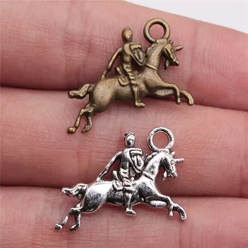 

WYSIWYG 15pcs 25x16mm 2 Colors Antique Silver Color Antique Bronze Plated Knight Charms Knight Horse Charms Soldiers Charms