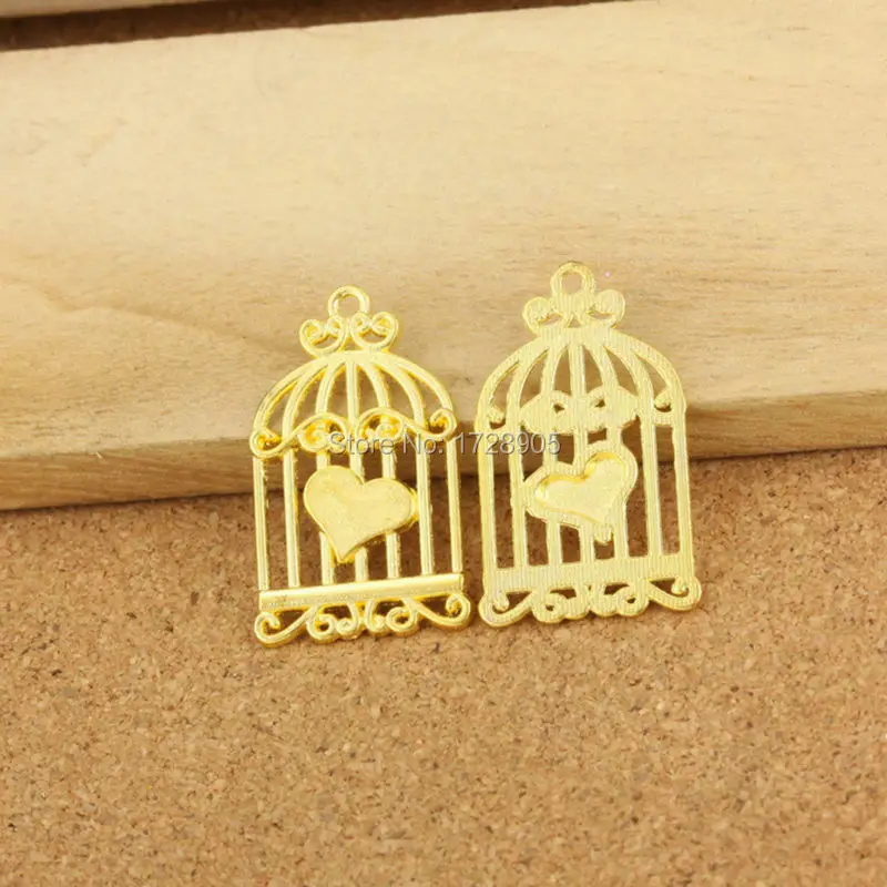 Gold Charm Pendant Bird Cage Charms Fashion Metal Zinc Alloy Fit