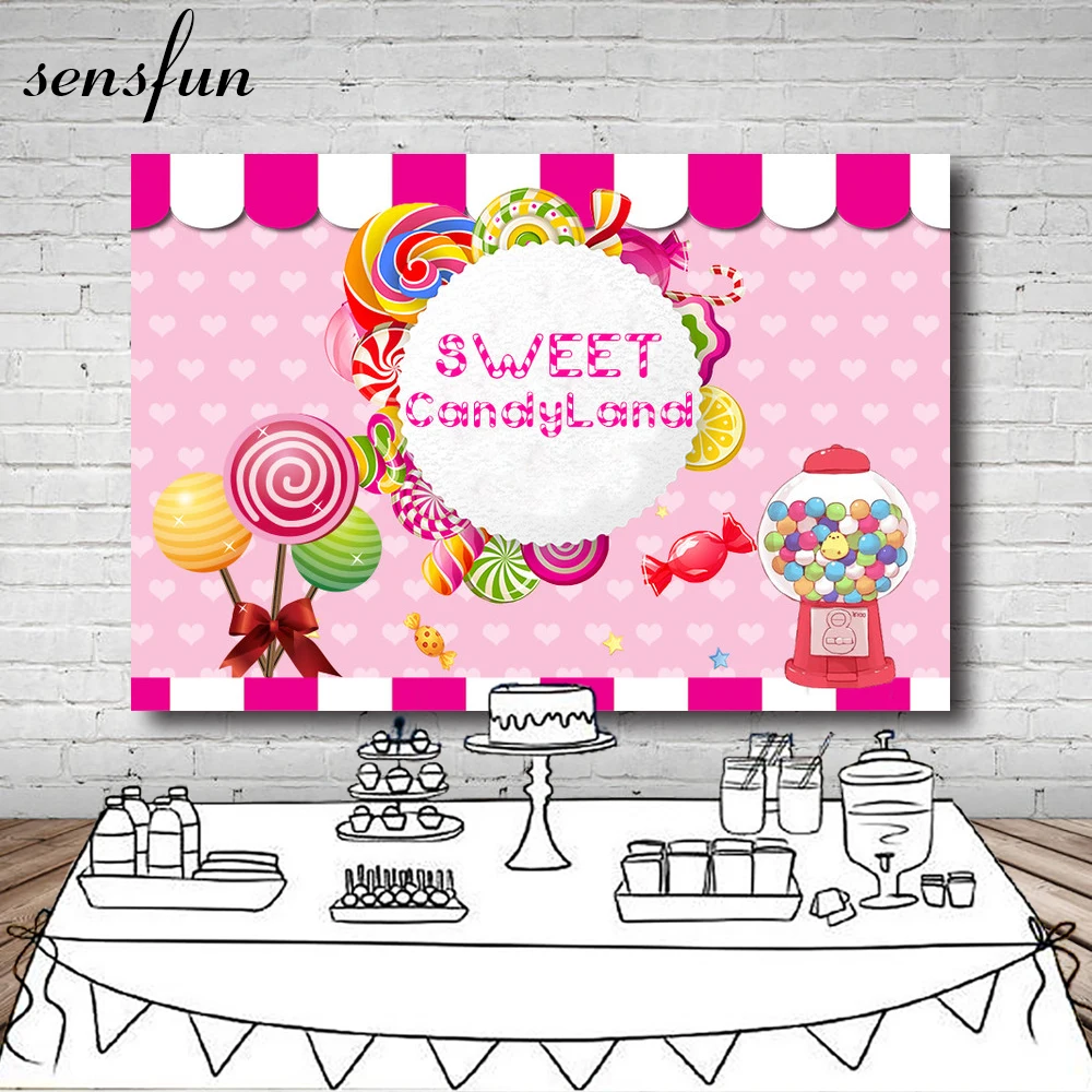 

Sensfun Pink Theme Sweet Candy Land Bar Backdrop Girls Birthday Party Photography Backgrounds For Photo Studio 7x5ft Vinyl