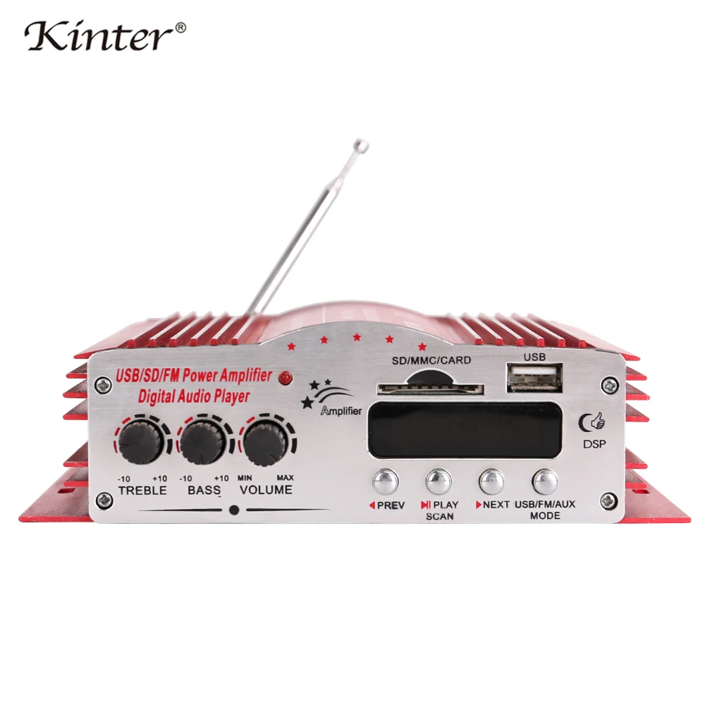 Kinter MA-200 Audio Amplifier 4 channel hifi stereo sound DC12V car amplifiers with FM radio SD USB Input DC 12V power adapter