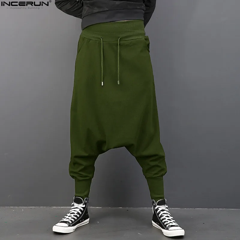 INCERUN Men Casual Solid Harem Hip Hop Pants Joggers Trousers Men Baggy Dancing Pants Gothic Punk Style Harem Pants Plus Size INCERUN Men Casual Solid Harem Hip Hop Pants Joggers Trousers Men Baggy Dancing Pants Gothic Punk Style Harem Pants Plus Size