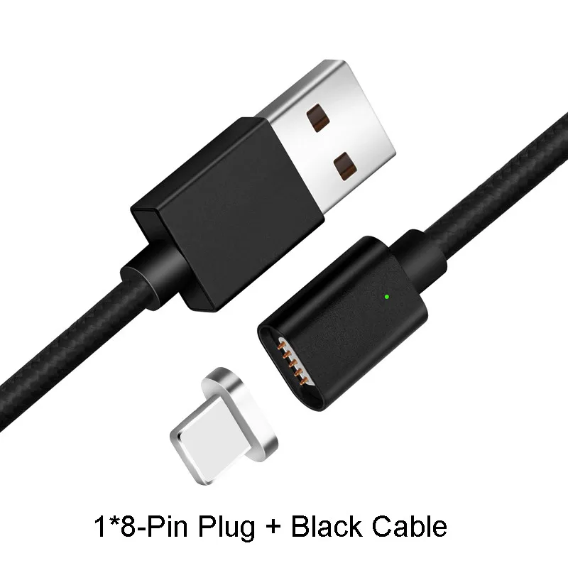 Магнитный кабель для быстрой зарядки Micro usb type C для iPhone кабель для освещения 3A провод для быстрого заряда type-C Магнитный кабель для зарядки телефона - Цвет: Black For Apple