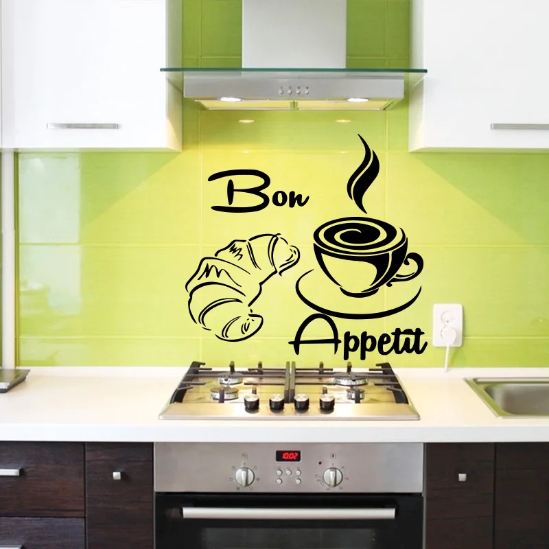 Bon Apptit настенная художественная Наклейка виниловая настенная наклейка Фреска для домашнего декора водонепроницаемые украшения кухни аксессуары обои