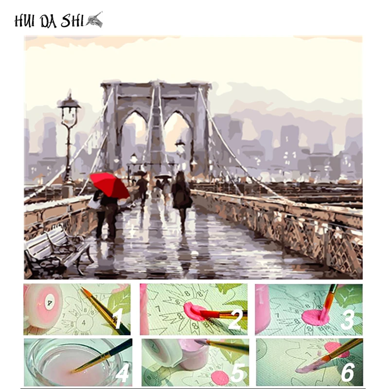 

Framed London Bridge Landscape Painting By Numbers DIY Oil Painting Home Decor For Living Room 40*50cm Wall Art
