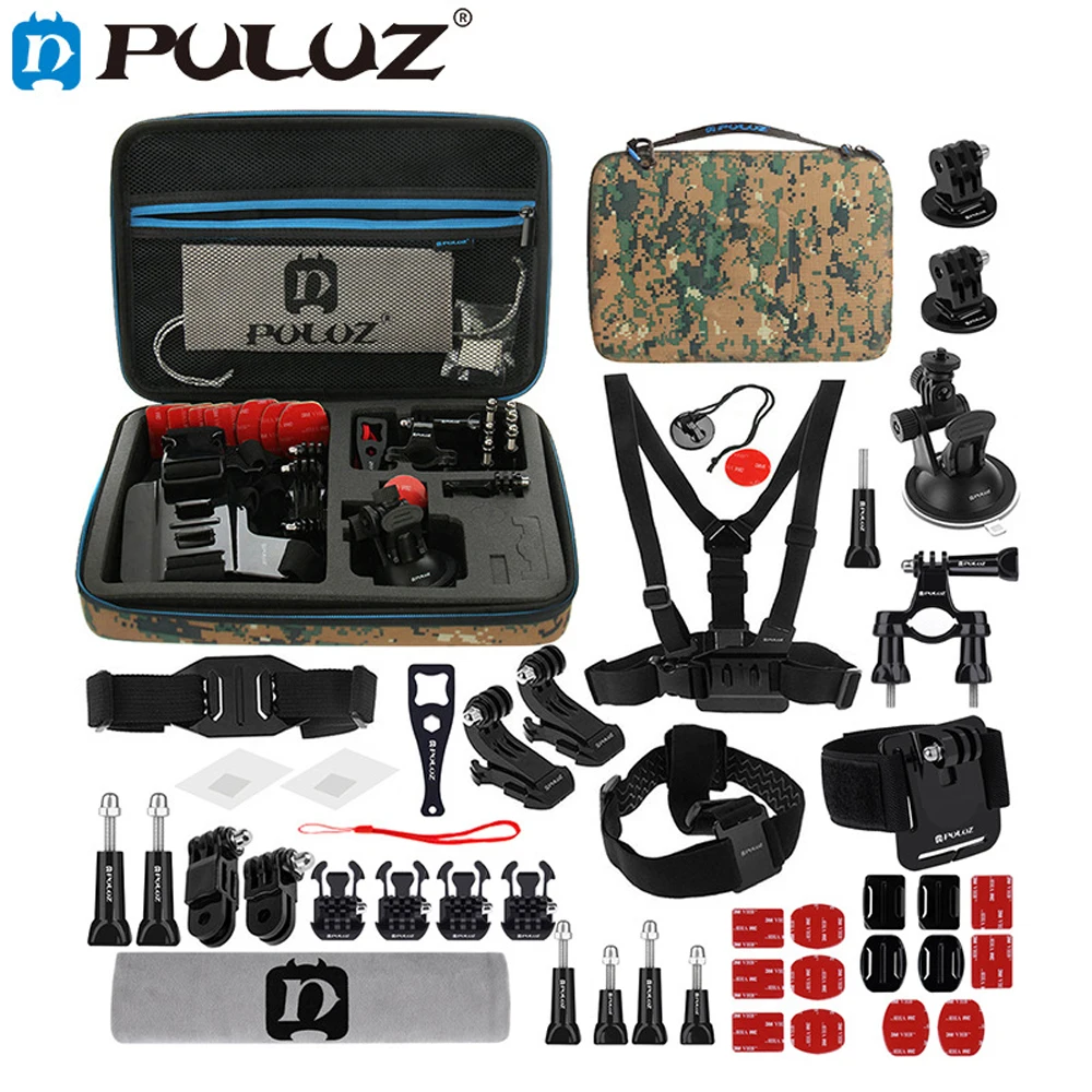 PULUZ 45 in 1 Accessories Chest Strap Handlebar Mount for GoPro Go pro HERO6 5 Session 4 3+ 3 Xiaomi yi action | Электроника