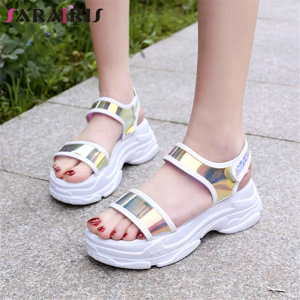 

SARAIRIS New Fashion INS Hot Dad Shoes Ladies Wedges High Heels Flat Platform Shoes Woman Casual Retro Summer Gril Sandals