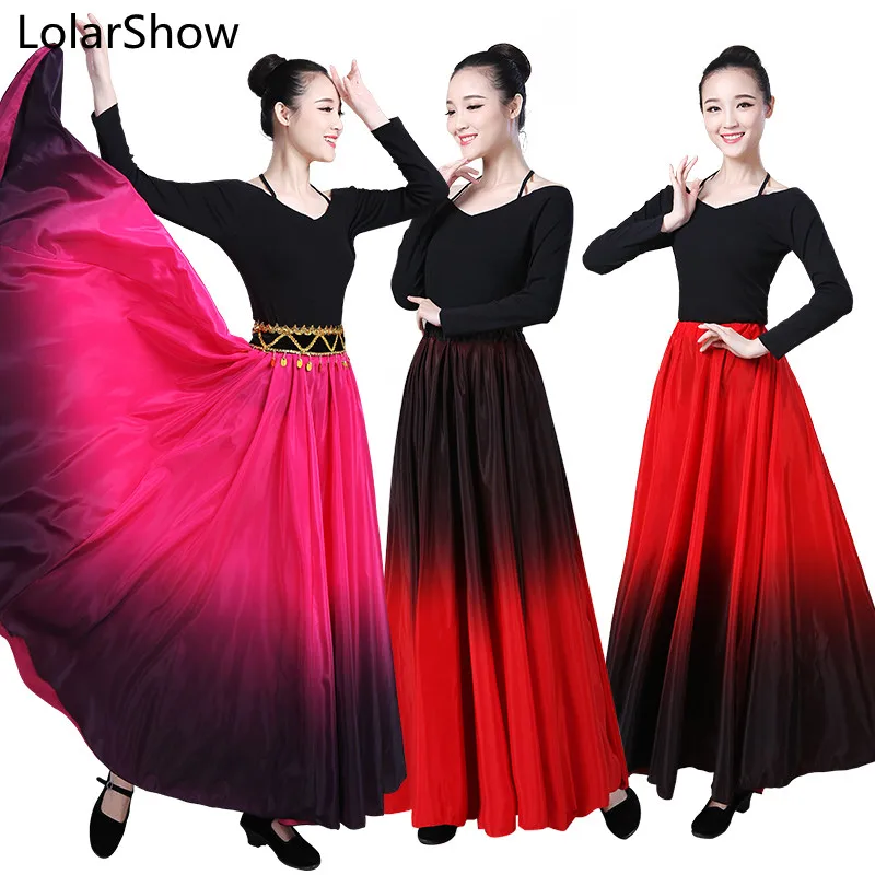 Женская юбка для танцев Flamenco костюм испанских 90/270/360 градусов|Фламенко| |
