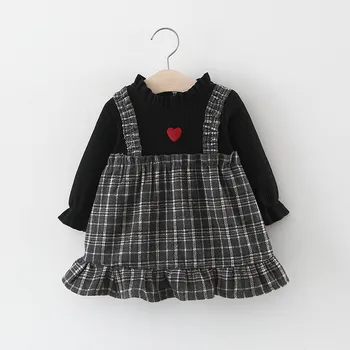 

Girls Plaid Fashion Dress 2019 Spring and Autumn New Dress Korean Long Sleeve Dress