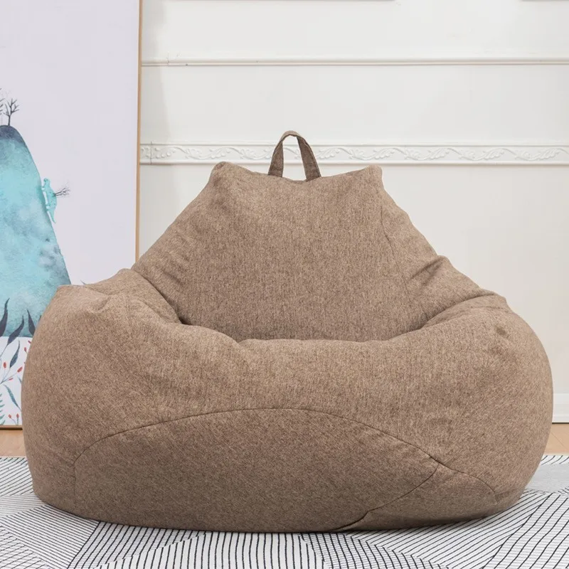 

Cotton Linen Bean Bag Sofa Cover For Living Room Balcony Tatami Single Chair Cover Home Furniture Lazy Beanbags Cover