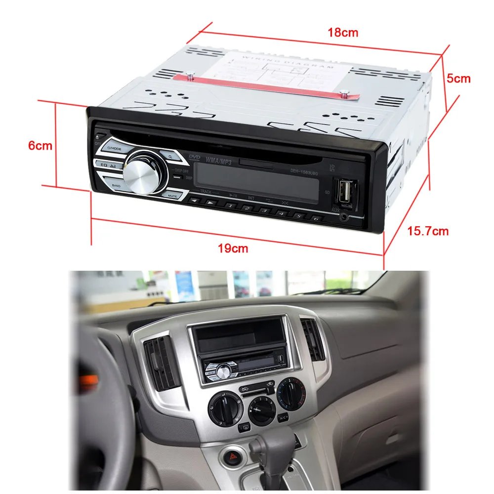 Car MP3 Player In Dash FM Aux Car Stereo Audio Player DVD/CD/MP4/WMA Radio Receiver USB SD Slot