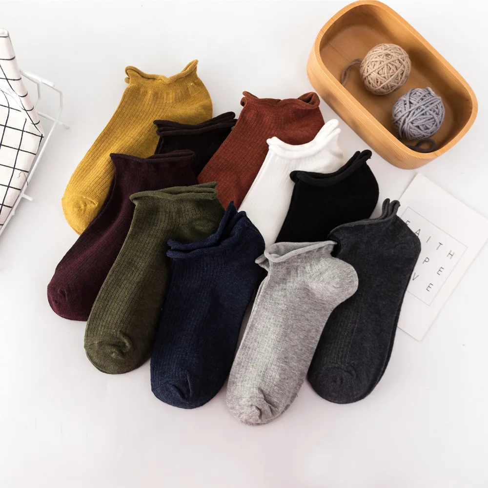 

New Solid Short Socks Women 2019 Spring Summer Soft Cotton Boat Sock Slippers Pinstripe Low Socks calcetines cortos skarpetki