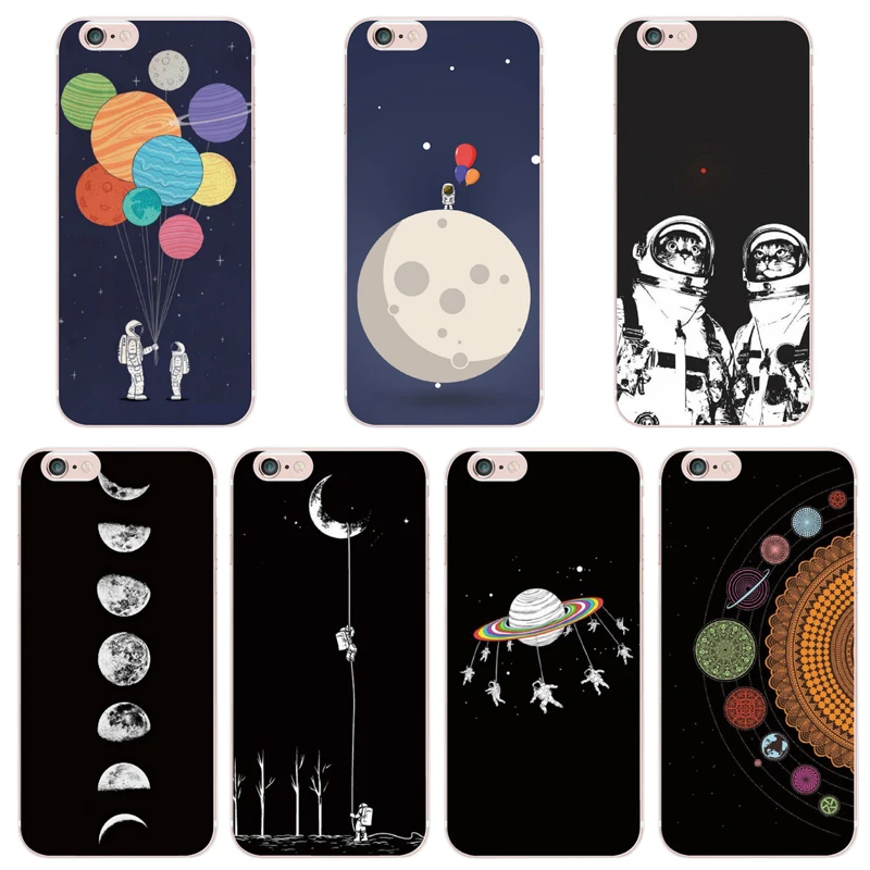 Moon Astronauts Outer Space Soft Tpu Phone Case For Apple