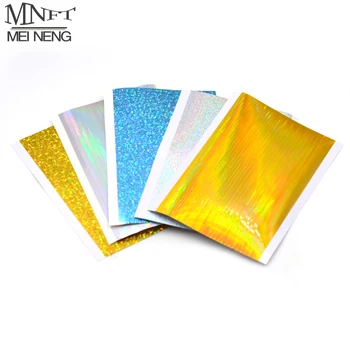 

MNFT 10Pcs 12X7.3cm Stickers Holographic Film DIY Fly Fishing Lure Rainbow Film Flash Nymph Fly Tying Materials