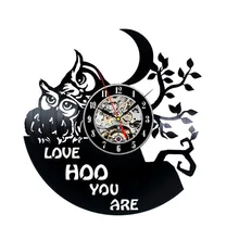 Love Owls Creative Design Antique LED Vinyl LP Record Wall Clock 3D Decorative Hanging Clock Handmade