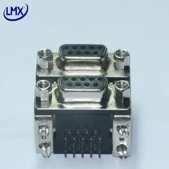 

10PC/Lot Double DR9 DB9 9Pin Mixed D-Sub Female Connector 90 Degree Right Angle Serial Port Adapter RS233 #DBX031