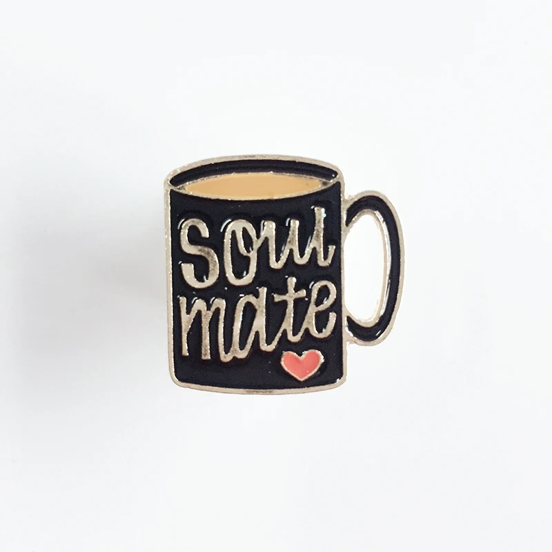 

Love XEDZ Jewelry New Creative Black Coffee Cup Needle Set Punk Needle Needle Brooch Badge Jacket Jacket Brooch Couple Gift