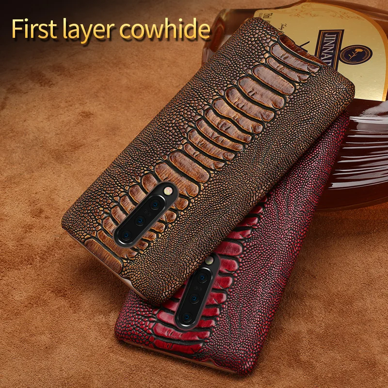 

leather Ostrich pattern phone case foe One plus 7 7Pro X 2 1 High end Anti-fall protective case for One plus 6 6T 5 5T 3 3T