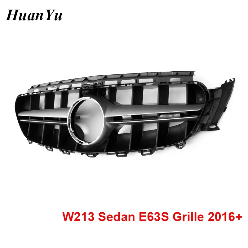 W213 W238 E63S стильная Решетка переднего бампера для Mercedes-benz E Class Sport Edition E250 E300 E350 E400 грили+ с камерой - Цвет: Серебристый