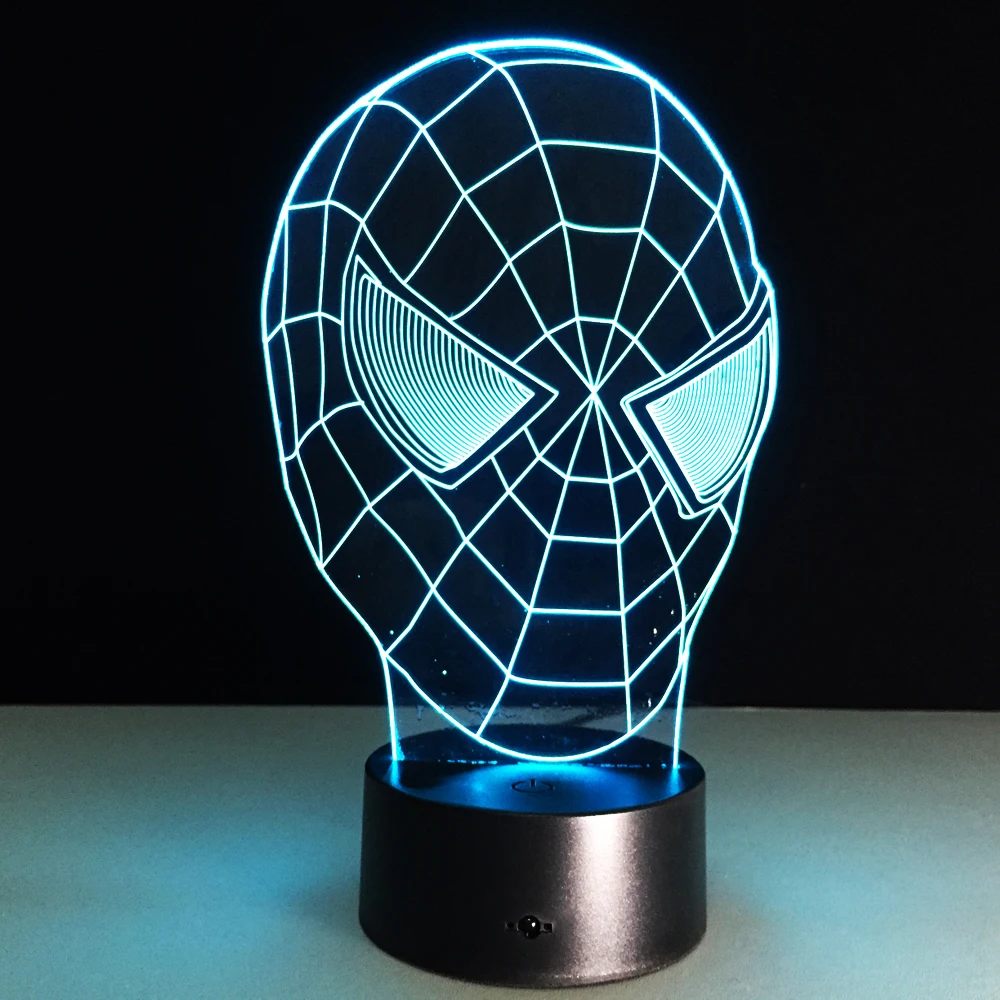 3D Marvel Spiderman Superhero Night Light 7 Color Changing