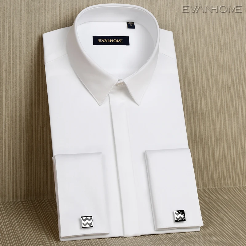 Male French cufflinks shirt long sleeve slim shirt cotton mercerized