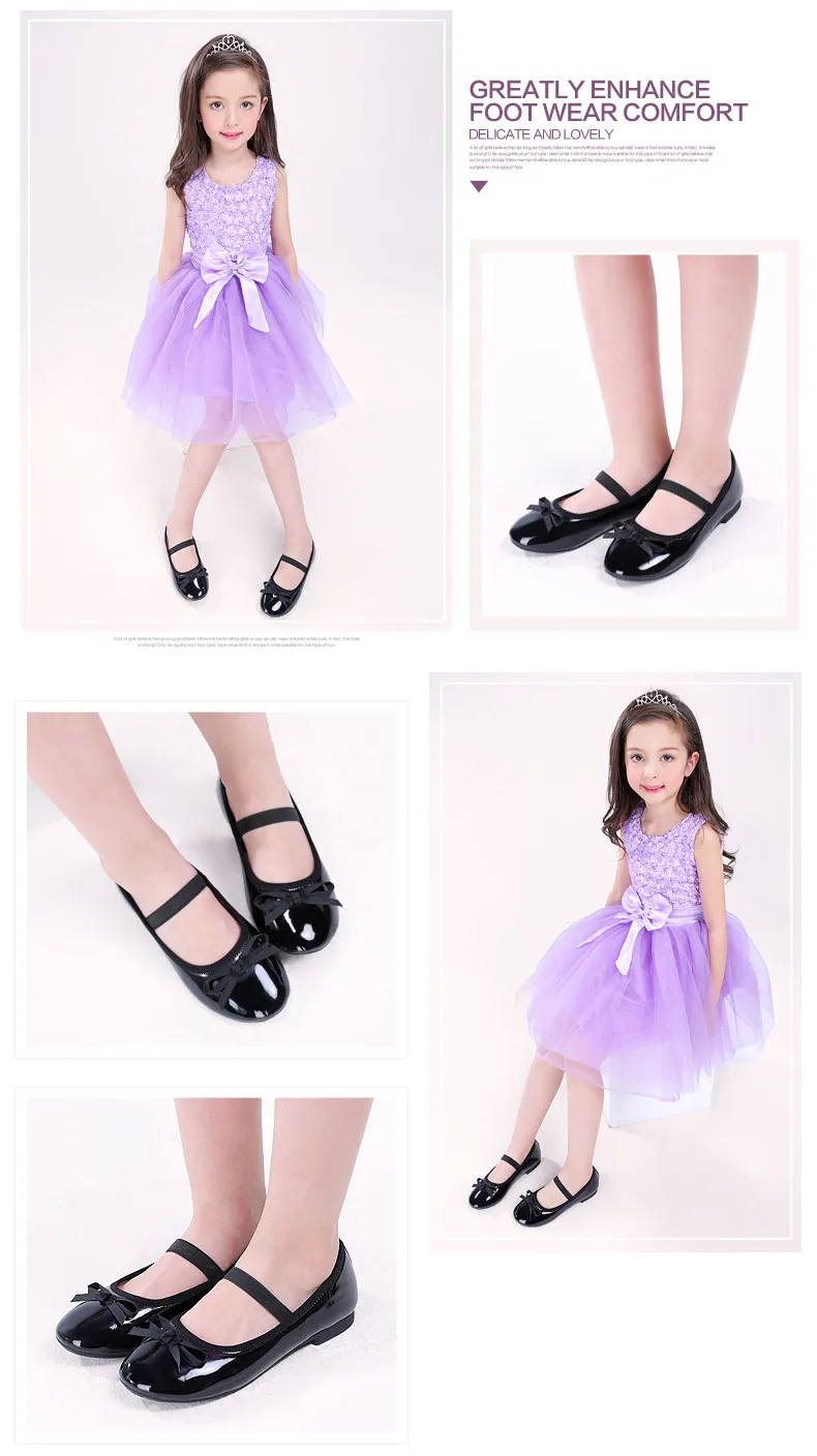 Новая весенне-Осенняя детская обувь черные кожаные туфли на низком каблуке из лакированной кожи для студенческой танцевальной вечеринки для маленьких девочек 02B