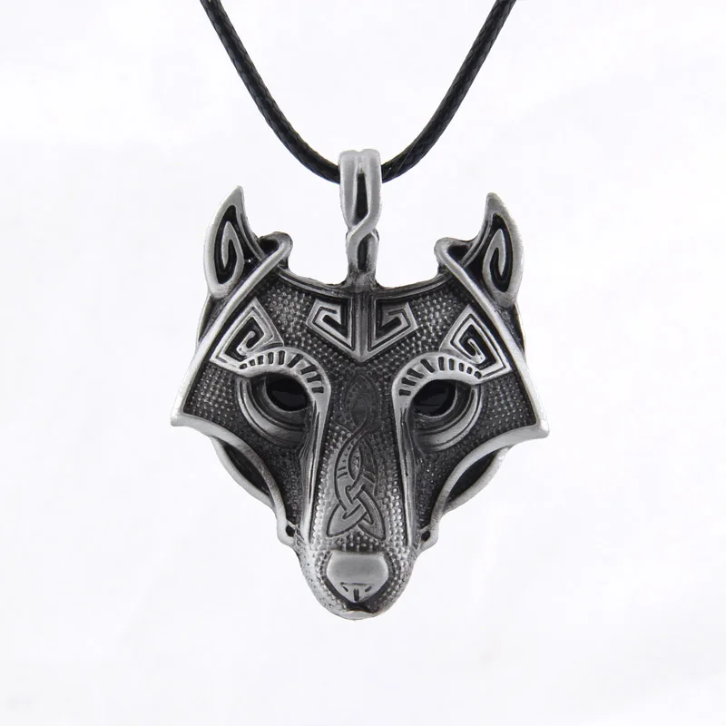 5 Colors 1pcs Norse Vikings Pendant Necklace Norse Wolf Head Necklace Original Animal Jewelry Celtic Wolf Head hange