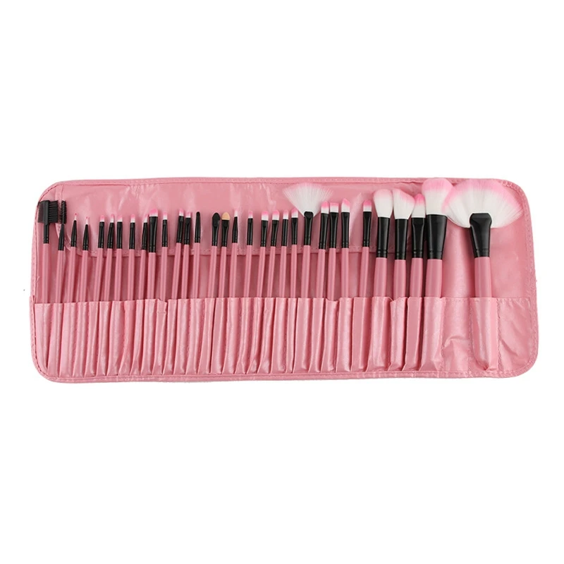 

Natural 32Pcs Professional Soft Cosmetic Eyebrow Eyeshadow Makeup Brush Pouch Bag Case New