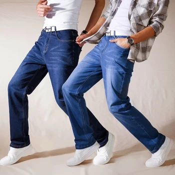 

Jantour Light Jeans Men Male Loose Straight Fit Pants Classic Jeans Mens Denim Elasticity Fashion Trousers Thin Pants Light Blue
