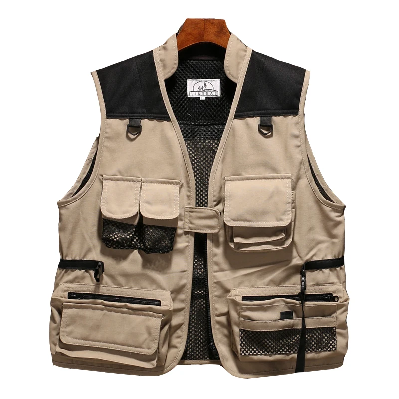 Summer Outdoor Men Women Fishing Vest Multi-pocket Portable Breathable Quick Dry Vest Solid color Leisure Sport Cycling Vest