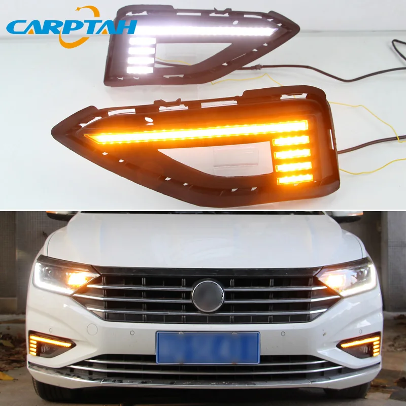 

LED Daytime Running Light For Volkswagen Jetta 2019 Waterproof 12V Yellow Turn Signal Indicator Light Bumper LED DRL