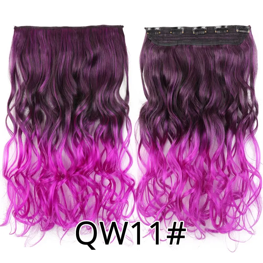 QW11 Alileader, волосы на заколках, Омбре, розовый, блонд, женские волосы, фиолетовые, накладные волосы, 20 дюймов, длинные волосы для наращивания, накладные синтетические волнистые волосы на заколках - Цвет: QW11