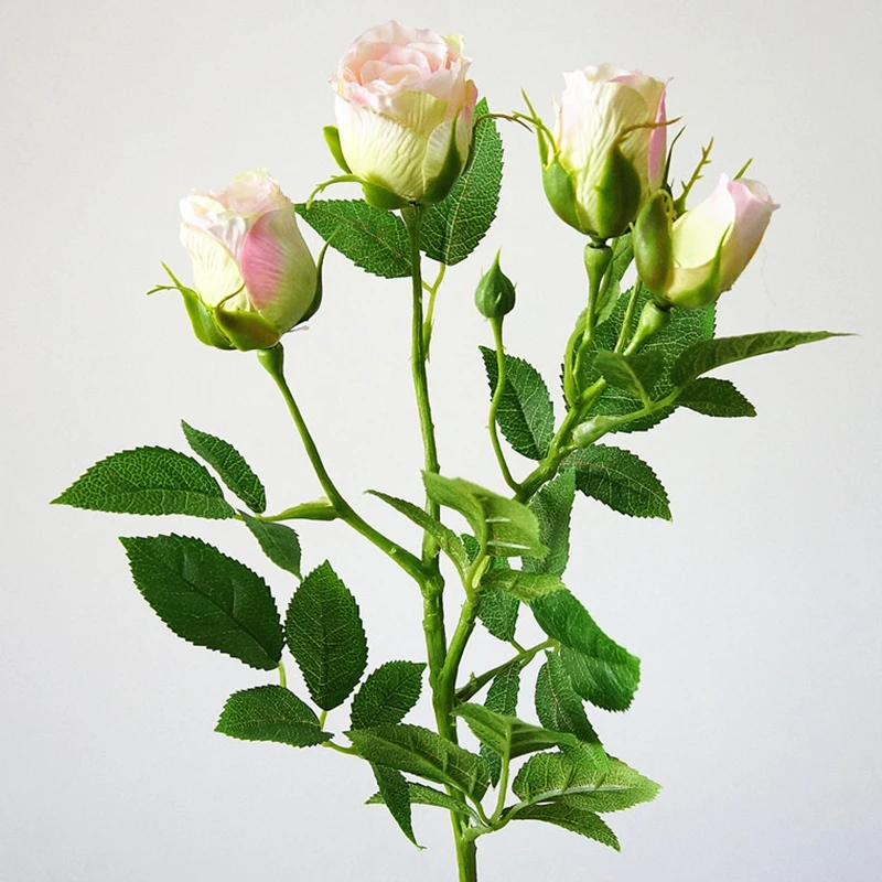4 головки Декоративные искусственные розы ветка шелк+ пластик Флорес имитация цветка розы для дома свадебное украшение для гостиницы Роза