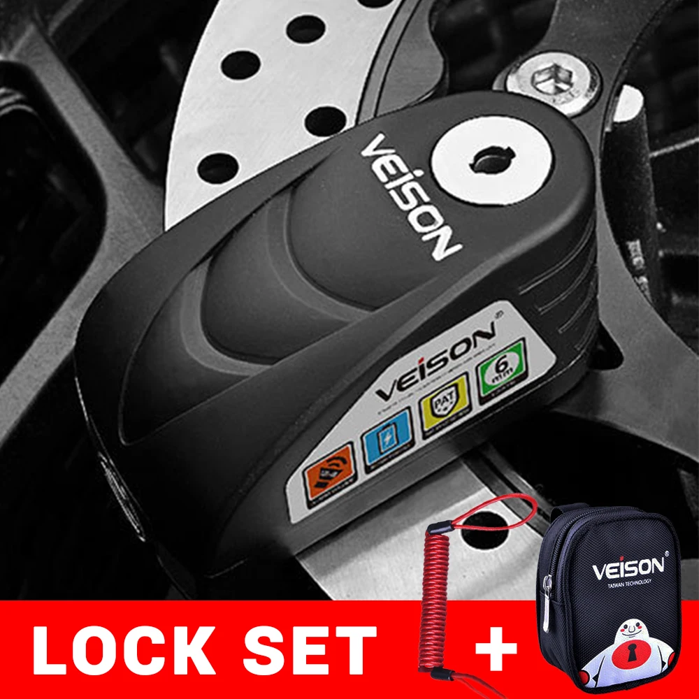 

VEISON Motorcycle Waterproof Alarm Lock Bike Steelmate Disc Lock Warning Security Anti theft Brake Rotor Padlock Alarma Moto