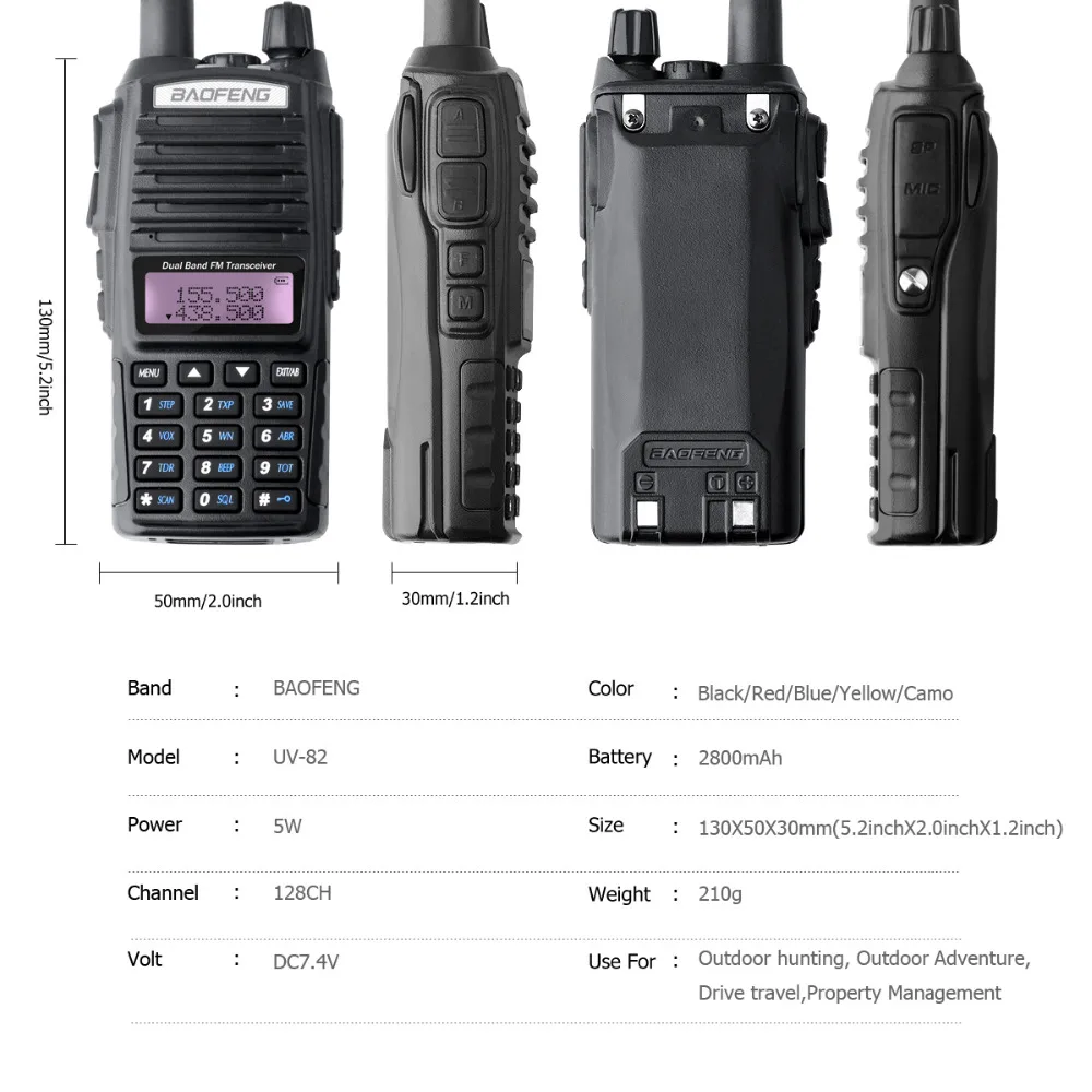 Baofeng UV-82 двухканальная рация UV82 CB радио Отдельная кнопка PTT 128CH FM VOX Ham Радио большой диапазон для охоты радио