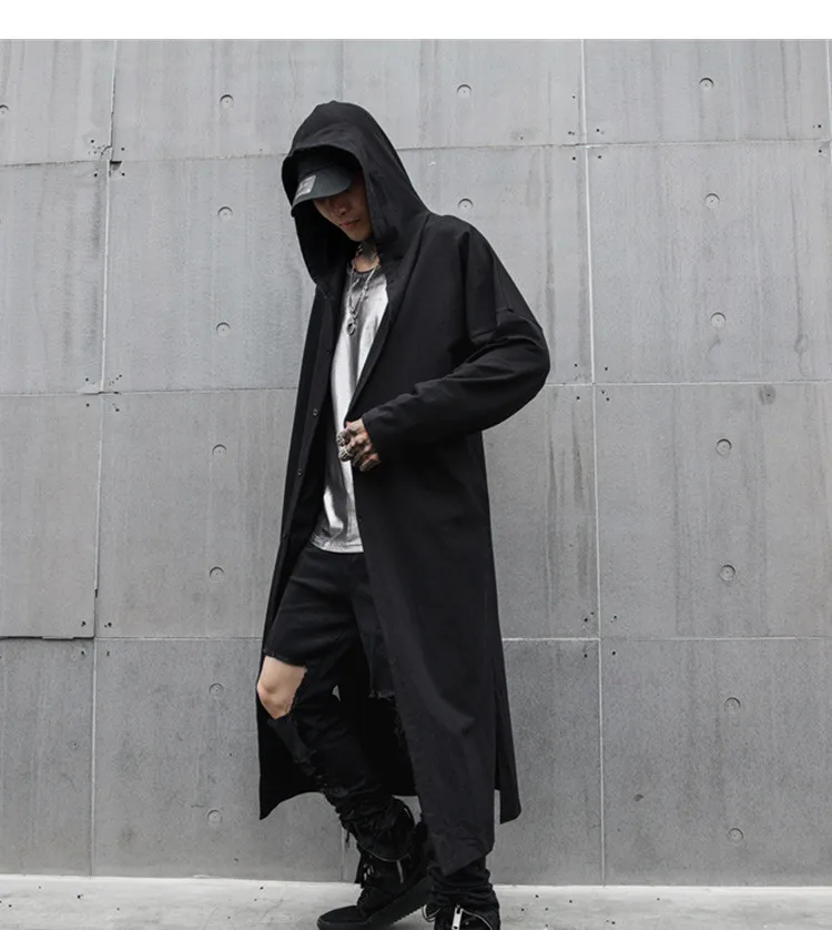 Hip Hop Hooded Trench Coat 