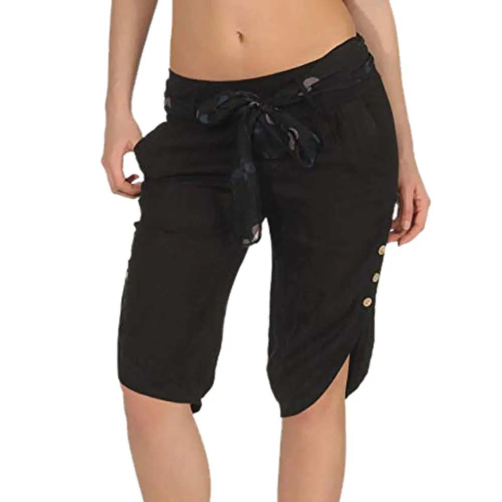 Женские летние брюки больших размеров с эластичной резинкой на талии, брюки в клетку, мешковатые широкие короткие брюки, pantalones mujer женские брюки ED