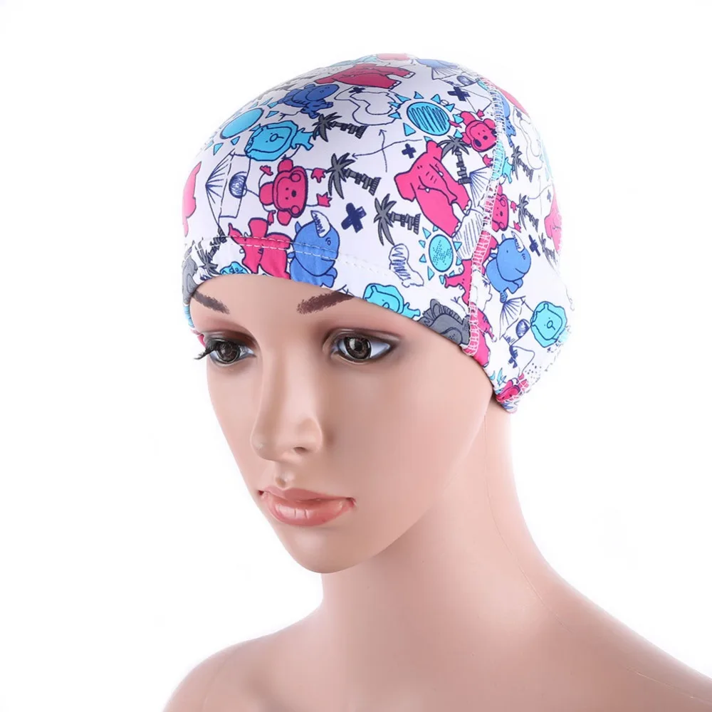 Women Floral Waterproof Spandex Stretch Swimming Cap ...