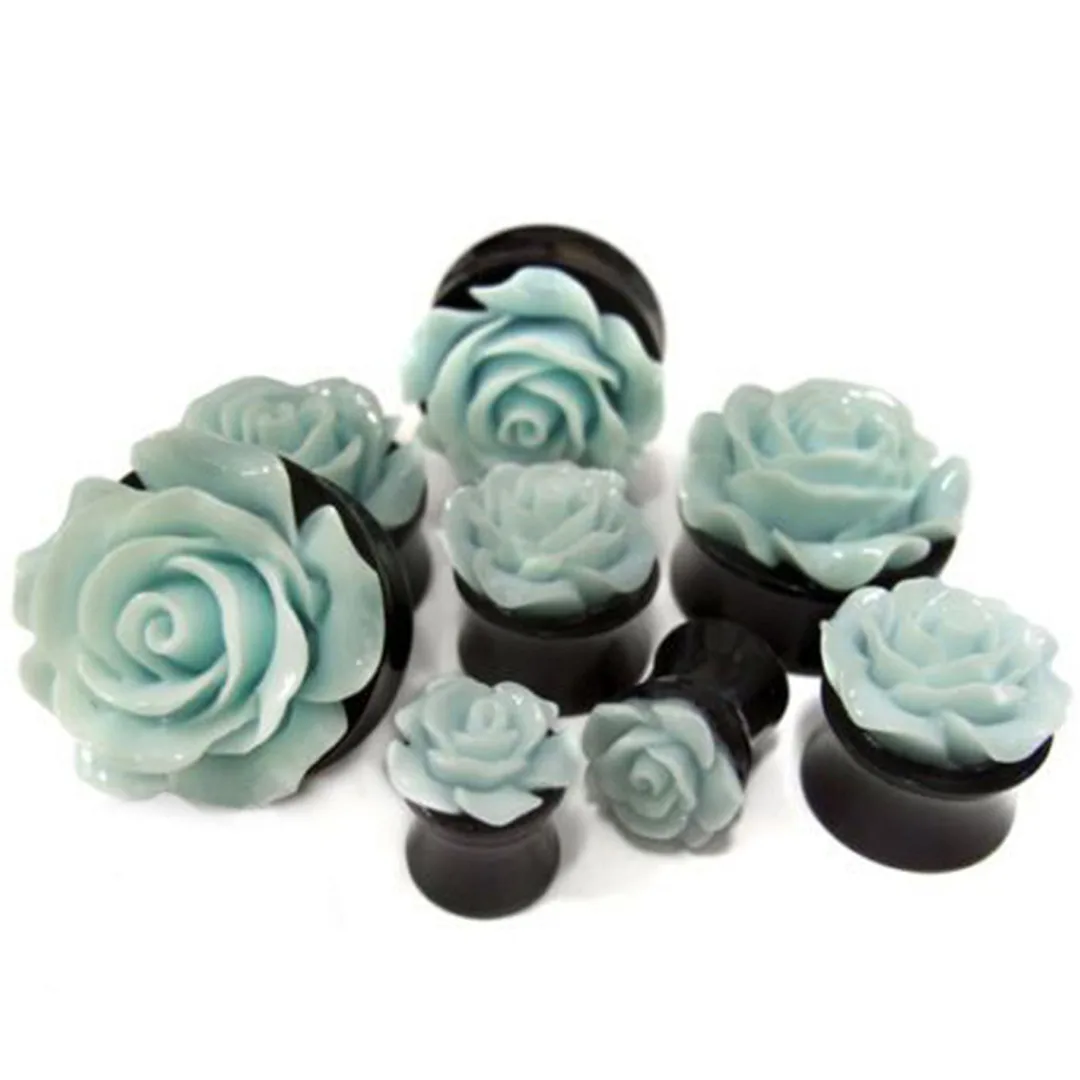 1Pair Rose Acrylic Double Saddle Ear Plugs Fashion r Ear Gauge Plugs Tunnels Stretcher Expander For Women Jewelry 8mm-25mm