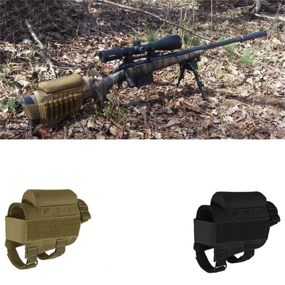 2-H001 Tactical Rifle Cheek Rest Riser Pad Ammo Cartridges Holder Carrier Canvas Pouch Round Cartridge bag shell Buttstock Ammo (10)