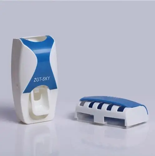 BAISPO автоматический диспенсер для зубной пасты+ держатель для зубной щетки домашние изделия для ванной комнаты настенный стеллаж для ванной набор - Цвет: blue
