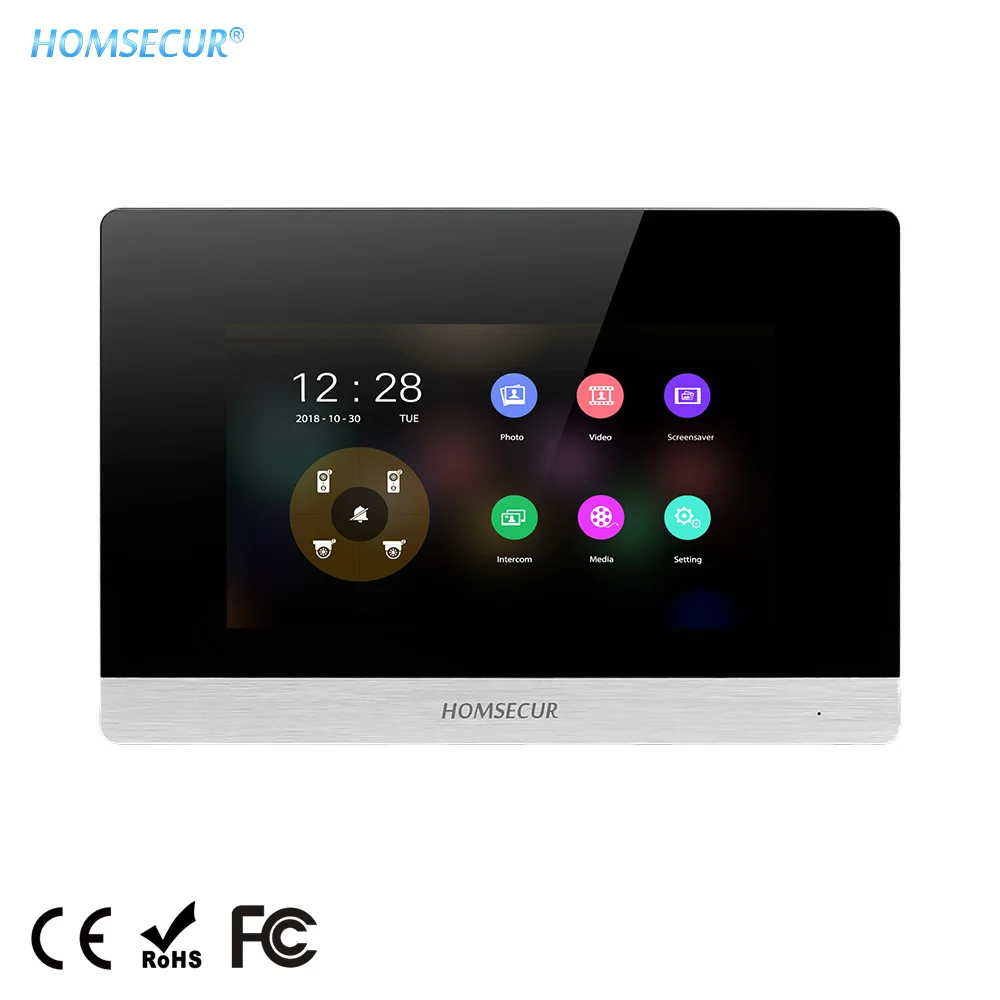HOMSECUR 7inch Touch Screen Door Phone Monitor BM716HD-S with Recording Function for HDK Series Home Security