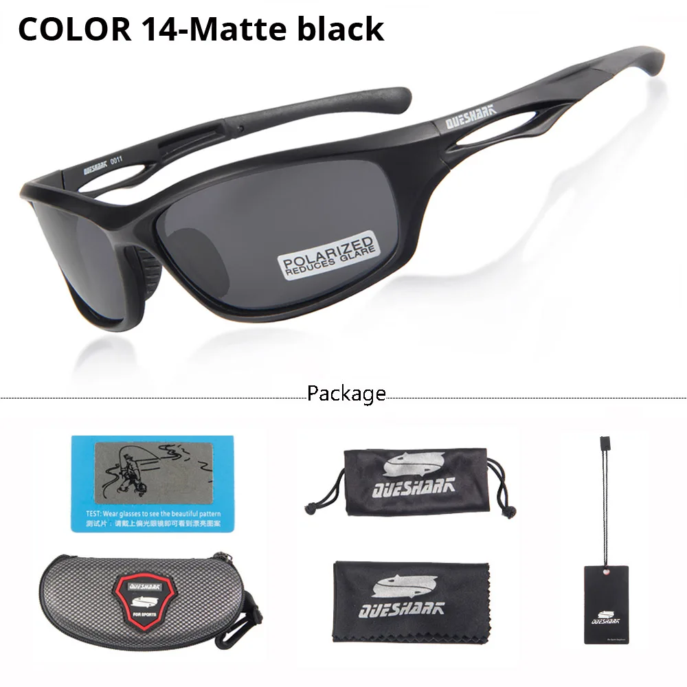 QUESHARK мужские и женские спортивные поляризованные очки для рыбалки матовые черные походные солнцезащитные очки для кемпинга ультралегкие рыбацкие очки - Цвет: Matte black
