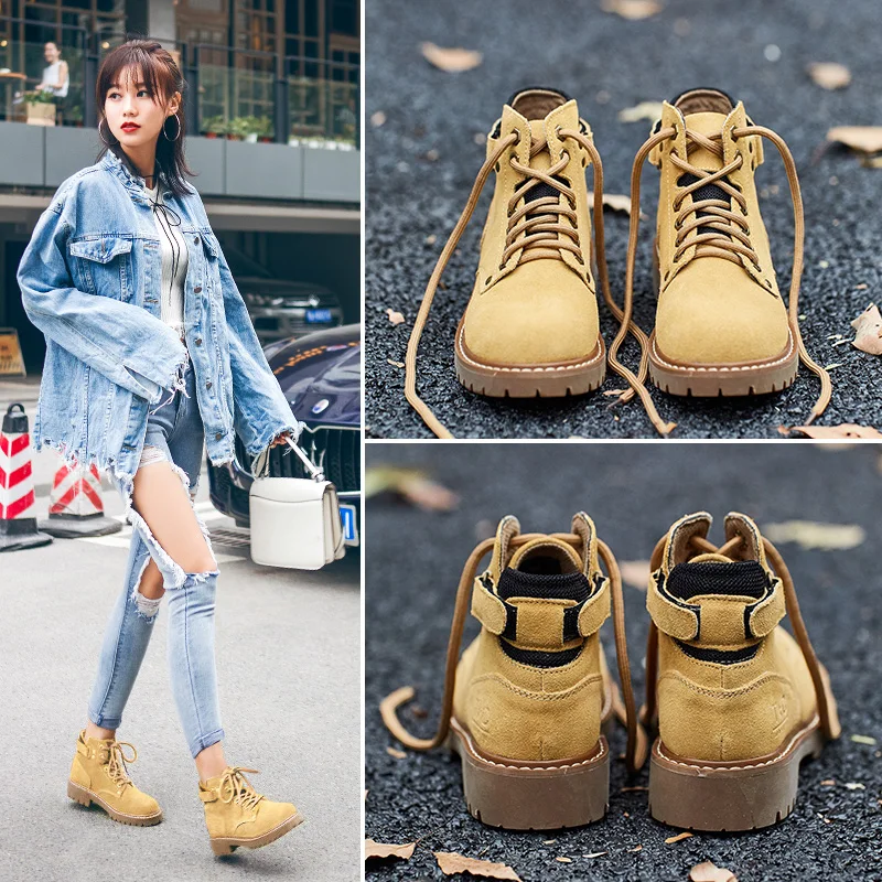 

MYCORON 2018 New Women Ankle Boots Luxury Designer Woman Autumn Winter Genuine Shoes Leather Lace Up Boots Zapatos Mujer