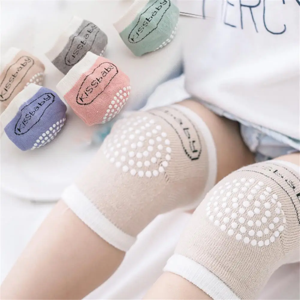 

Children Mesh Cute Letters Cotton Terry Dispensing Anti-Slip Knee Pads Elbow Socks for Baby