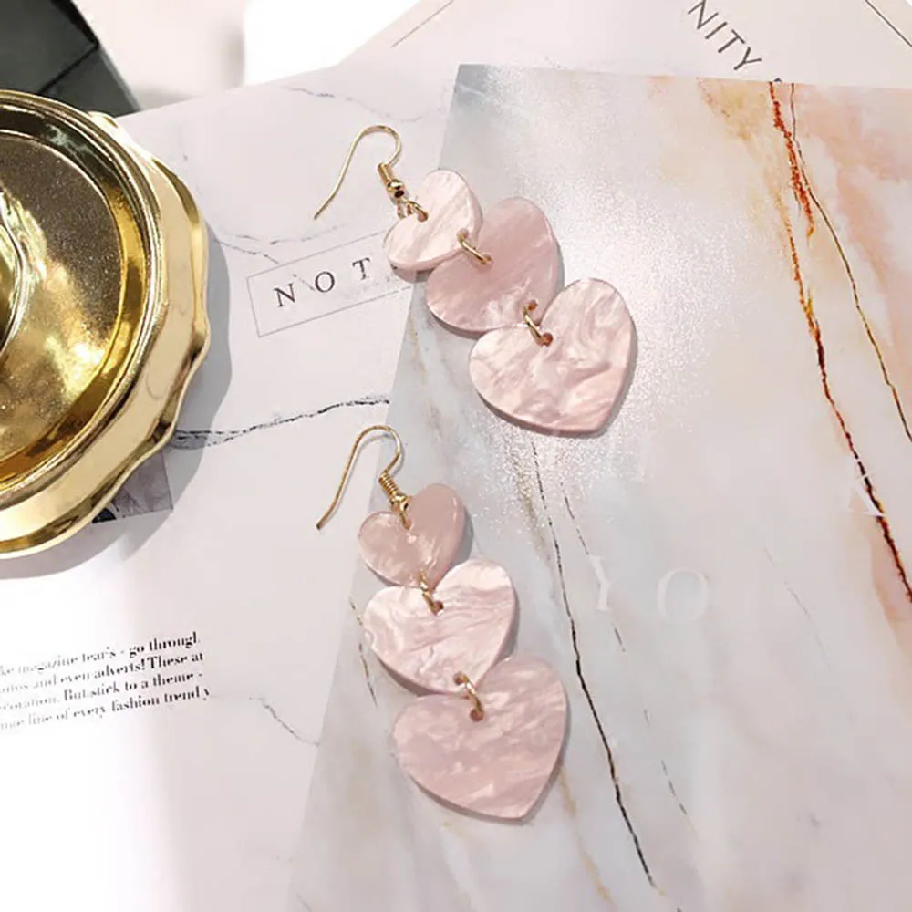 JIOFREE стиль 1 пара розовая Мода для творчества из пластика сердце клип на серьги без пирсинга для женщин модные ювелирные изделия оптом