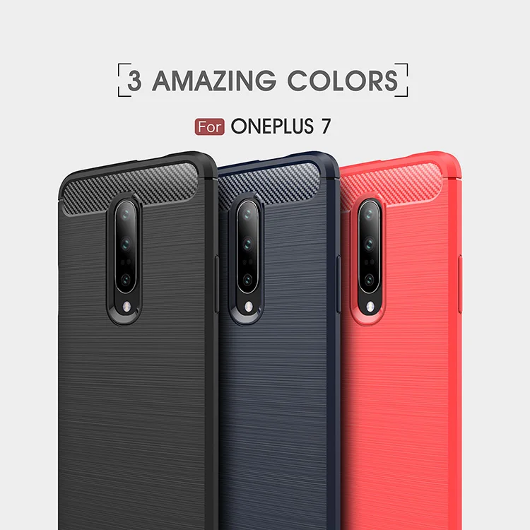 

Conelz For Oneplus 7 Case Oneplus 6T Case Shockproof Case Cover Wiredrawing Brushed Carbon Fiber TPU Cover Protective Shell