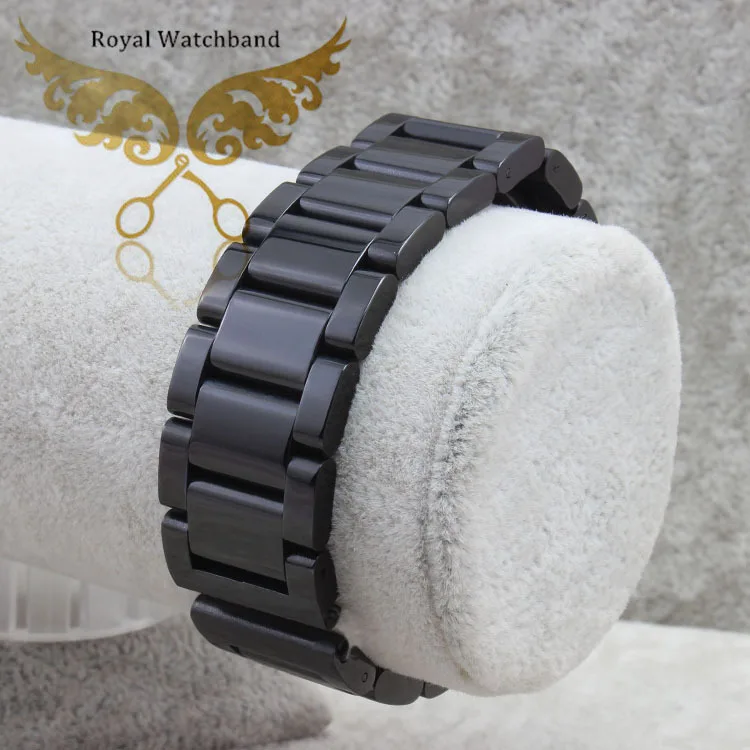 New Arrival 22mm Top Grade Black Stainless Steel Watch Band Double Push