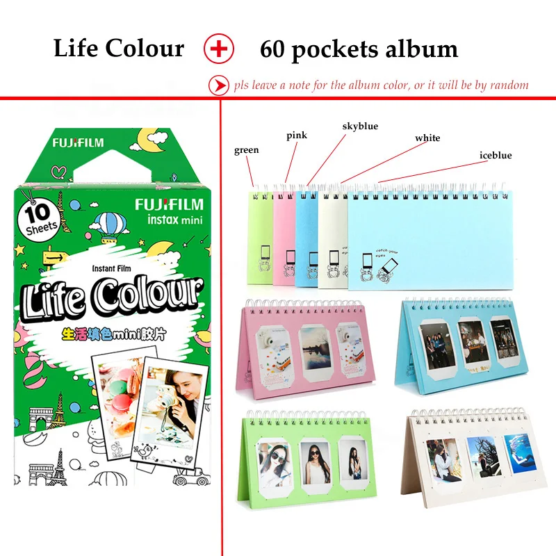 Fujifilm Instax Mini Фильм жизнь Цвет 10 листов для 9 8 7 s 70 90 25 мгновенных Polariod Камера принтер